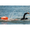 Inflatable open water swim buoy